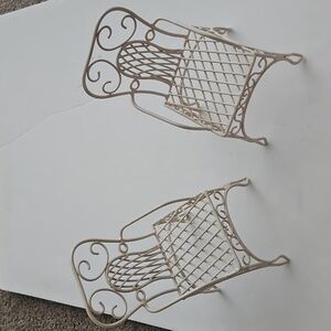 Two Metal Chairs 11 Inches tall, 5 Inches Deep